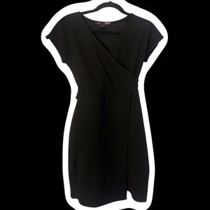 REBEL SUGAR BLACK WRAP WORK DRESS IN SIZE S